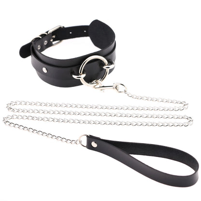 Round Ring PU Leather Choker - Black - Punk Lovers