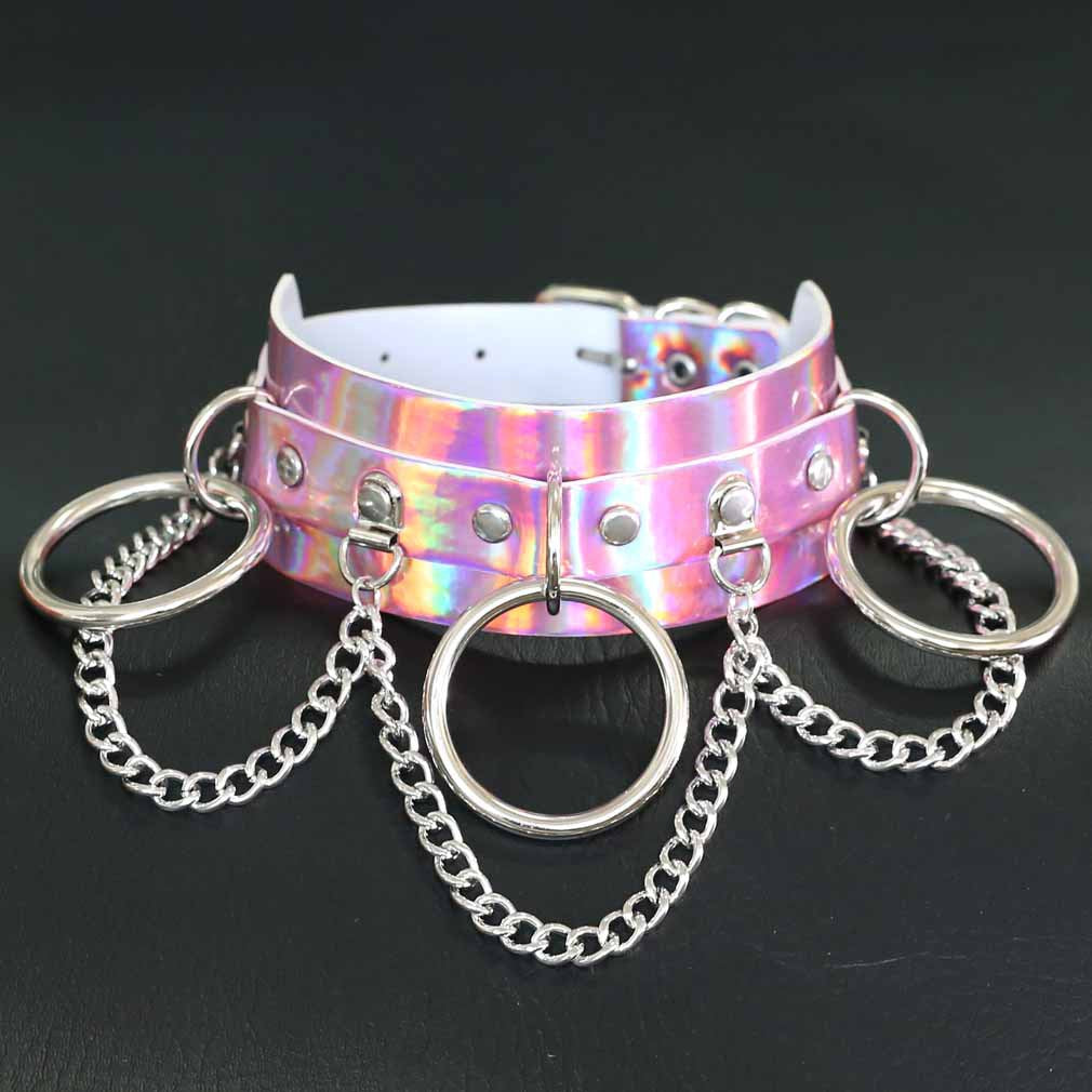 Iridescent O-Chain Choker - Iridescent Pink - Punk Lovers