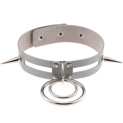 Punk Spike Rivet O-Ring Choker - Silver - Punk Lovers