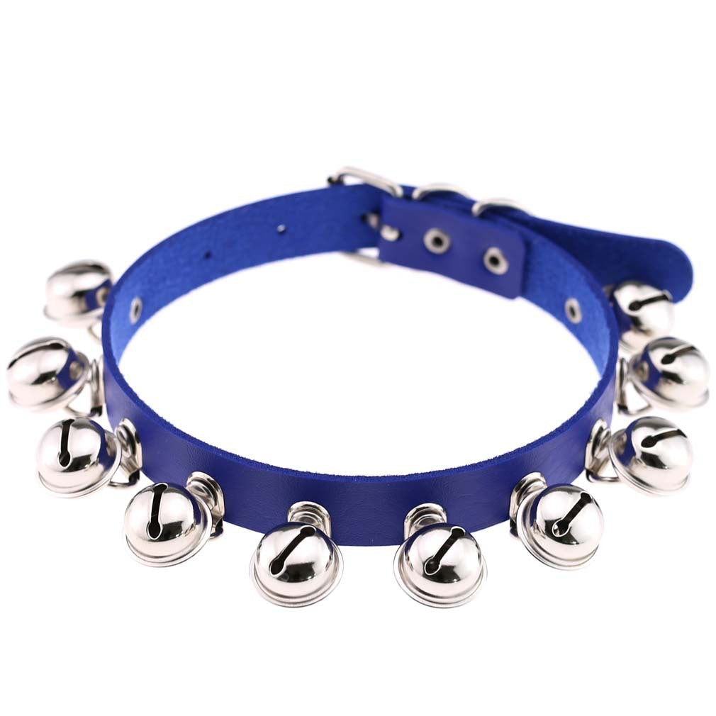 Punk Bell PU Leather Choker - Sapphire - Punk Lovers