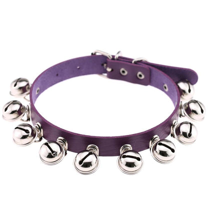 Punk Bell PU Leather Choker - Purple - Punk Lovers