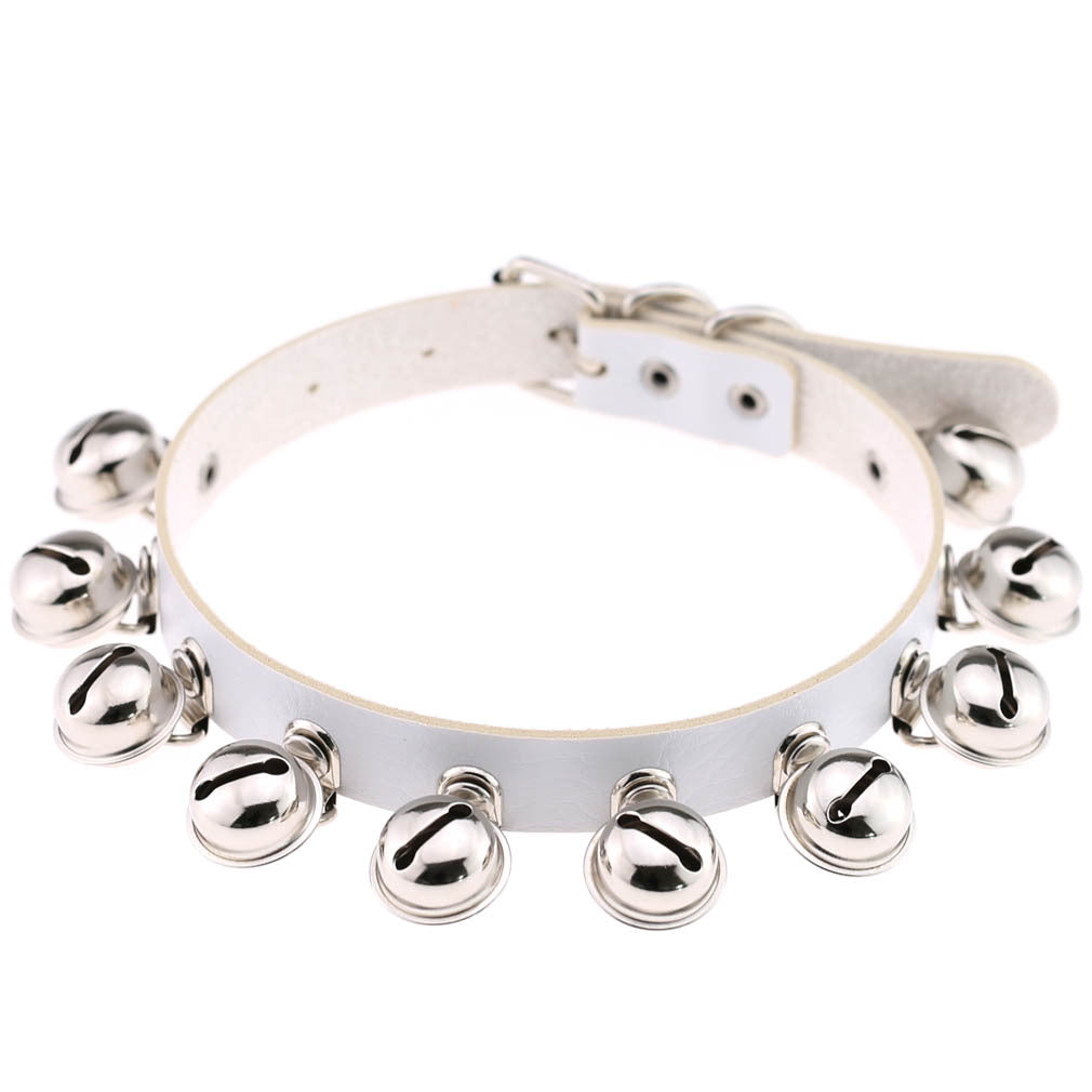 Punk Bell PU Leather Choker - White - Punk Lovers