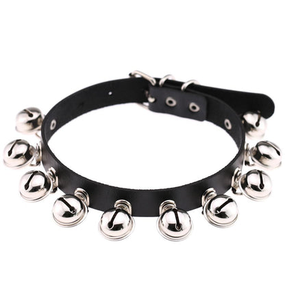 Punk Bell PU Leather Choker - Black - Punk Lovers