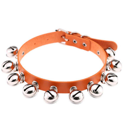 Punk Bell PU Leather Choker - Orange - Punk Lovers