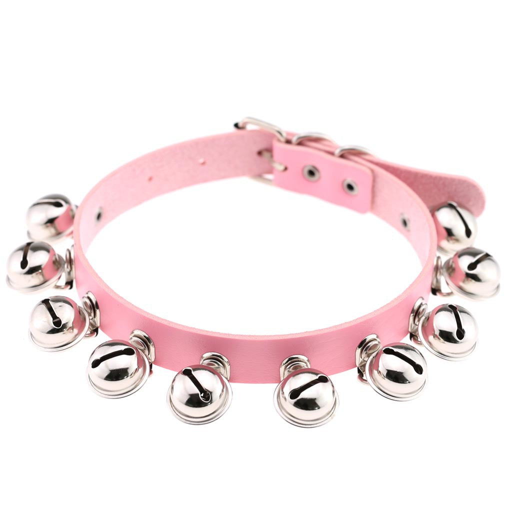 Punk Bell PU Leather Choker - Pink - Punk Lovers