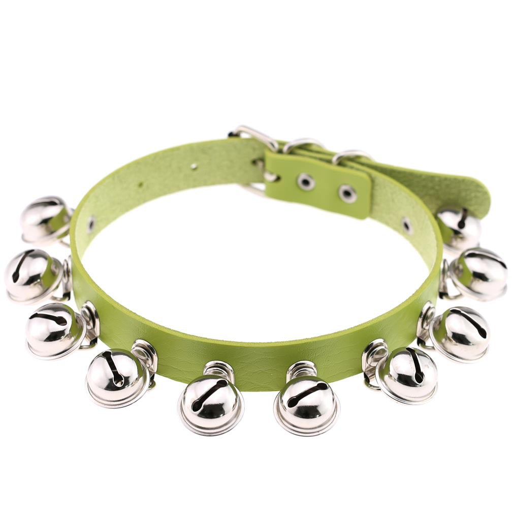 Punk Bell PU Leather Choker - Green - Punk Lovers