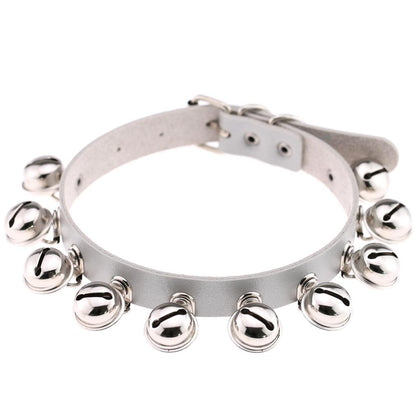 Punk Bell PU Leather Choker - Gray - Punk Lovers