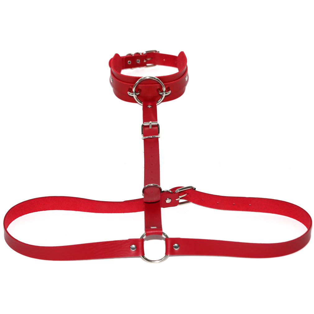 PU Leather Waist Chain Belt Choker - Red - Punk Lovers