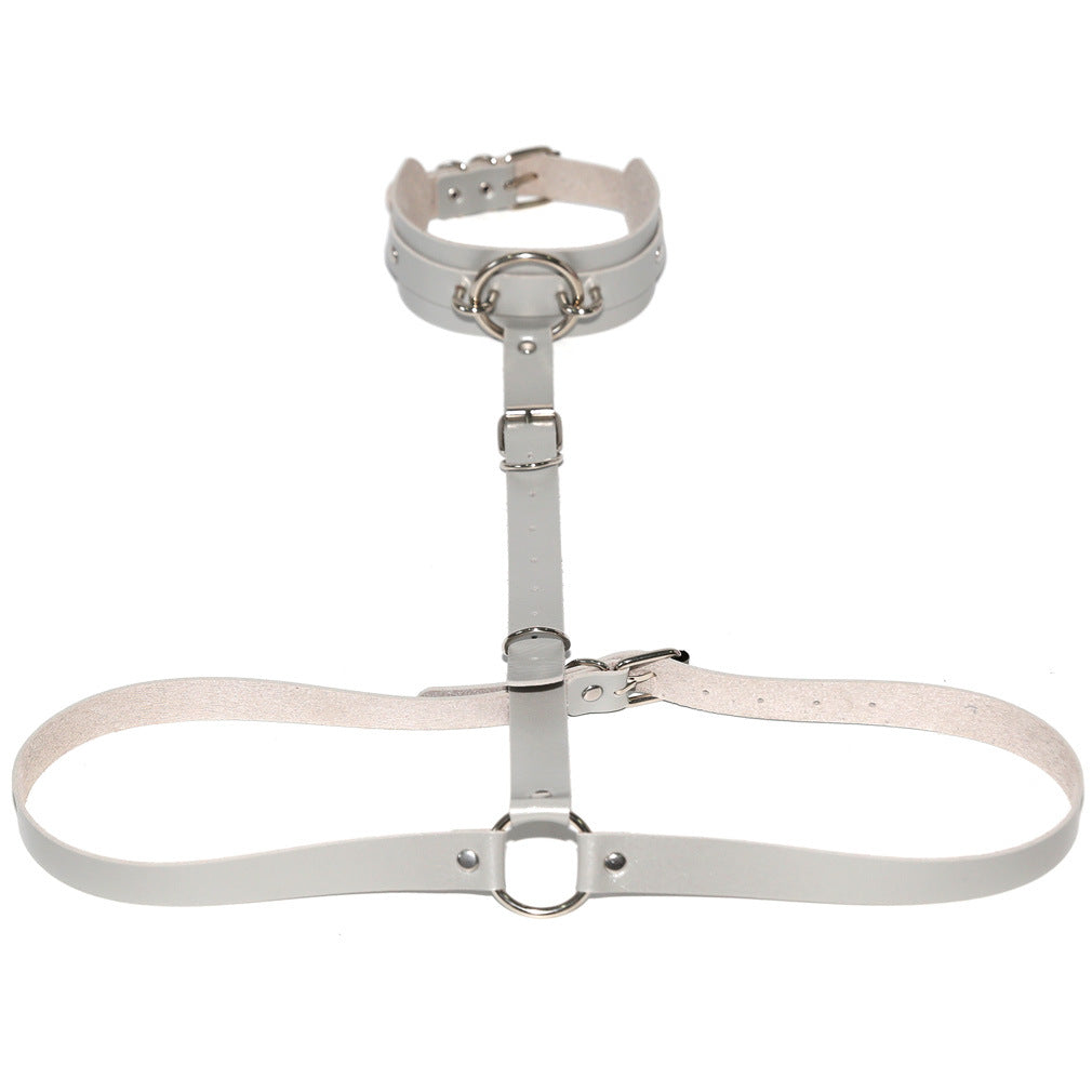 PU Leather Waist Chain Belt Choker - Silver - Punk Lovers