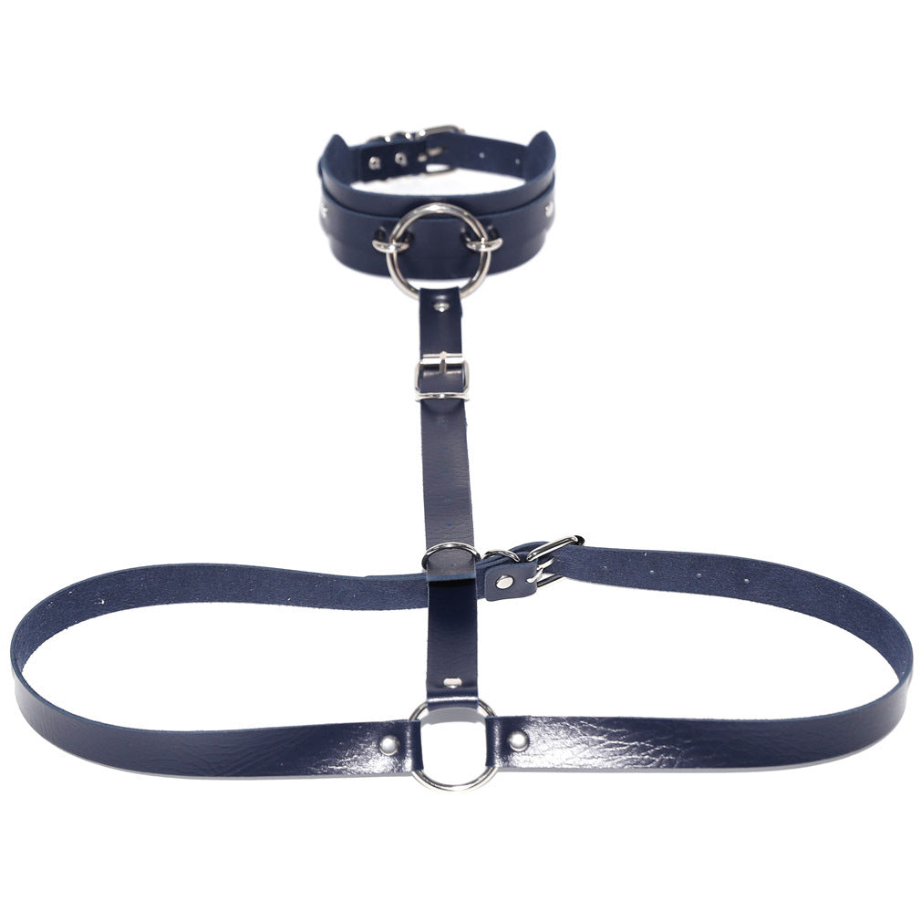PU Leather Waist Chain Belt Choker - Deep Blue - Punk Lovers