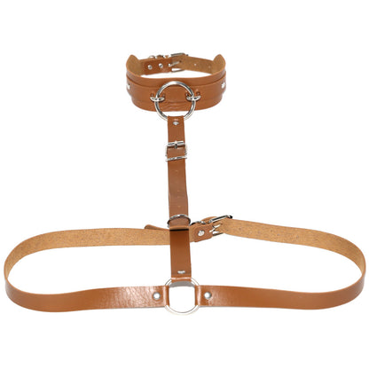 PU Leather Waist Chain Belt Choker - Light Coffee - Punk Lovers