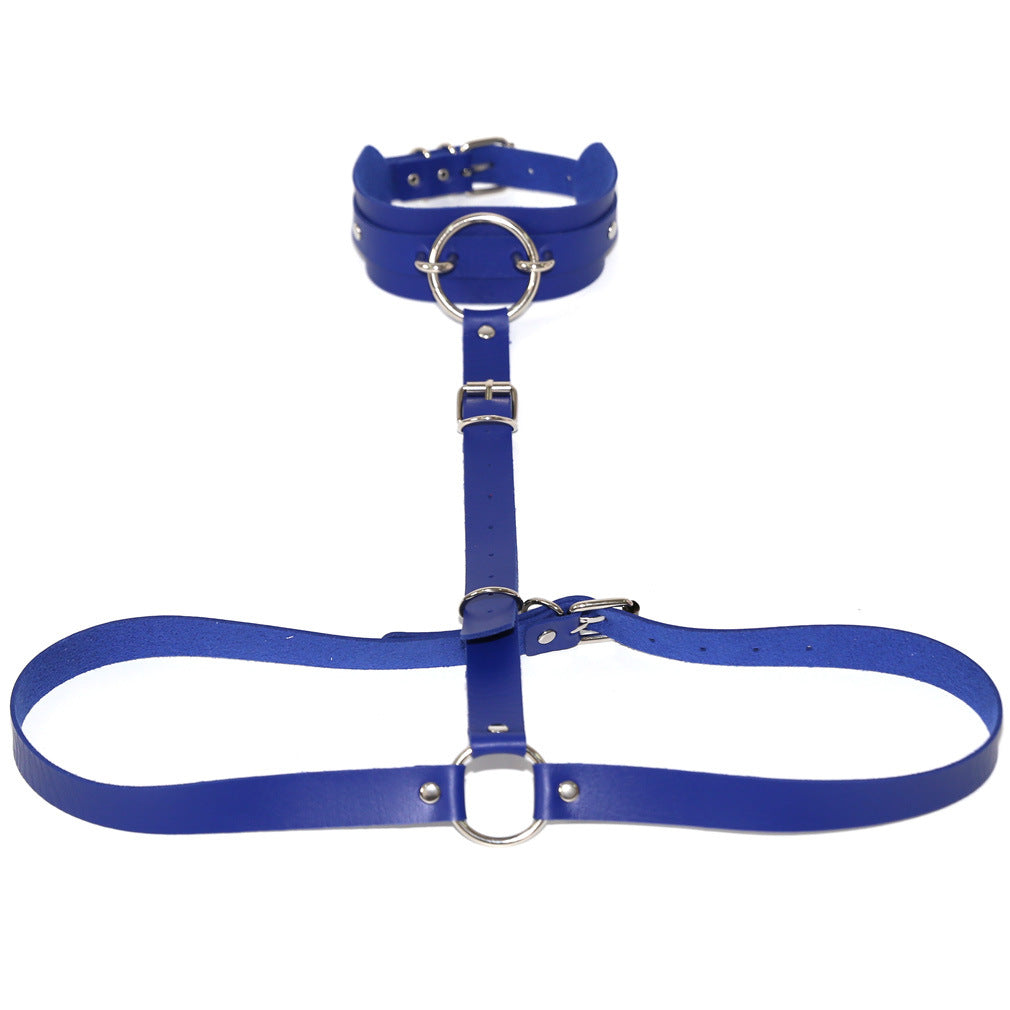 PU Leather Waist Chain Belt Choker - Sapphire - Punk Lovers
