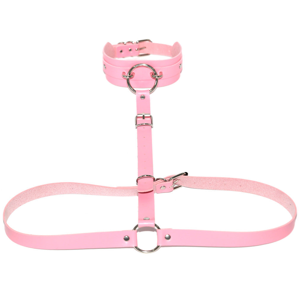 PU Leather Waist Chain Belt Choker - Pink - Punk Lovers