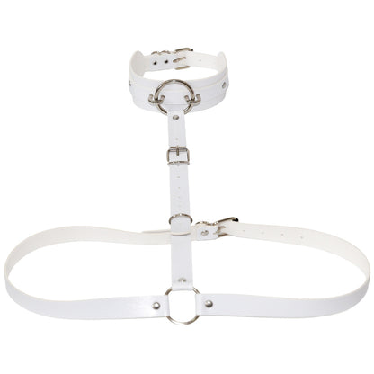 PU Leather Waist Chain Belt Choker - White - Punk Lovers