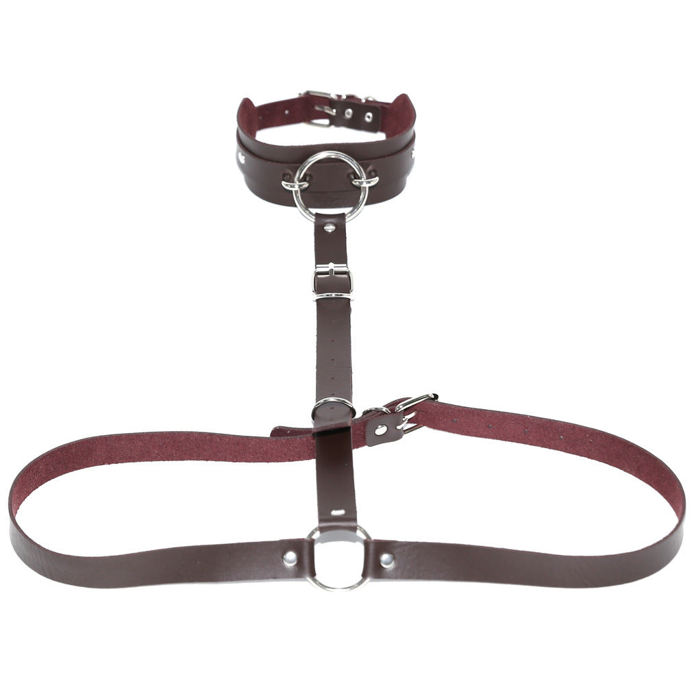 PU Leather Waist Chain Belt Choker - Deep Coffee - Punk Lovers