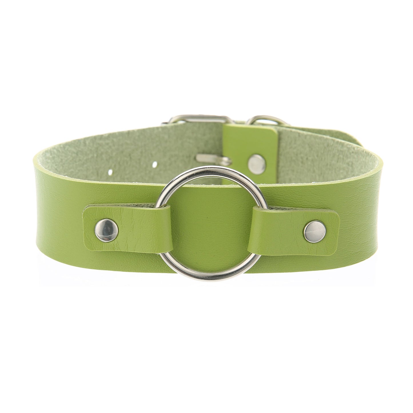 Punk Lovers Punk Leather Choker Necklace in Green