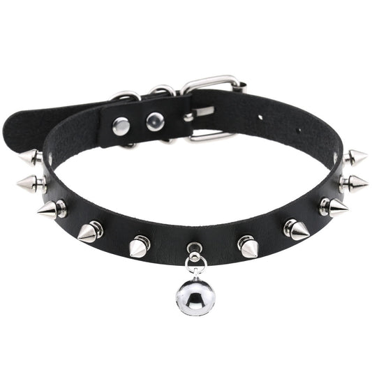 Punk Rock Triple Ring Leather Choker - White | Punk Lovers