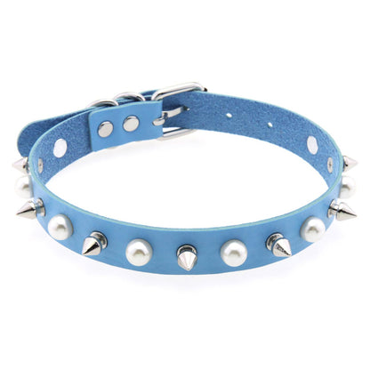 朋克金属尖刺项圈，Punk Lovers品牌的时尚珠宝配饰，黑色金属质地带有尖刺设计