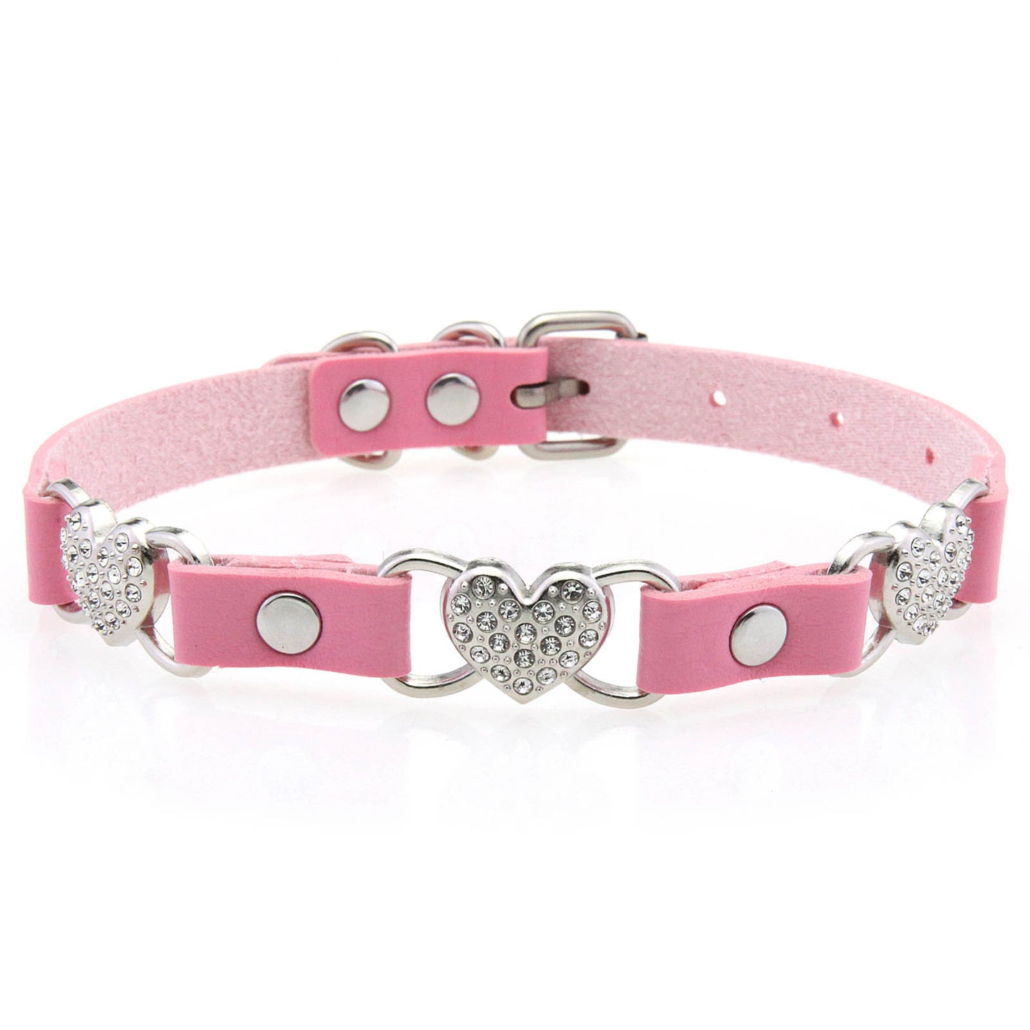 Punk Rivet Leather Choker - 粉红色