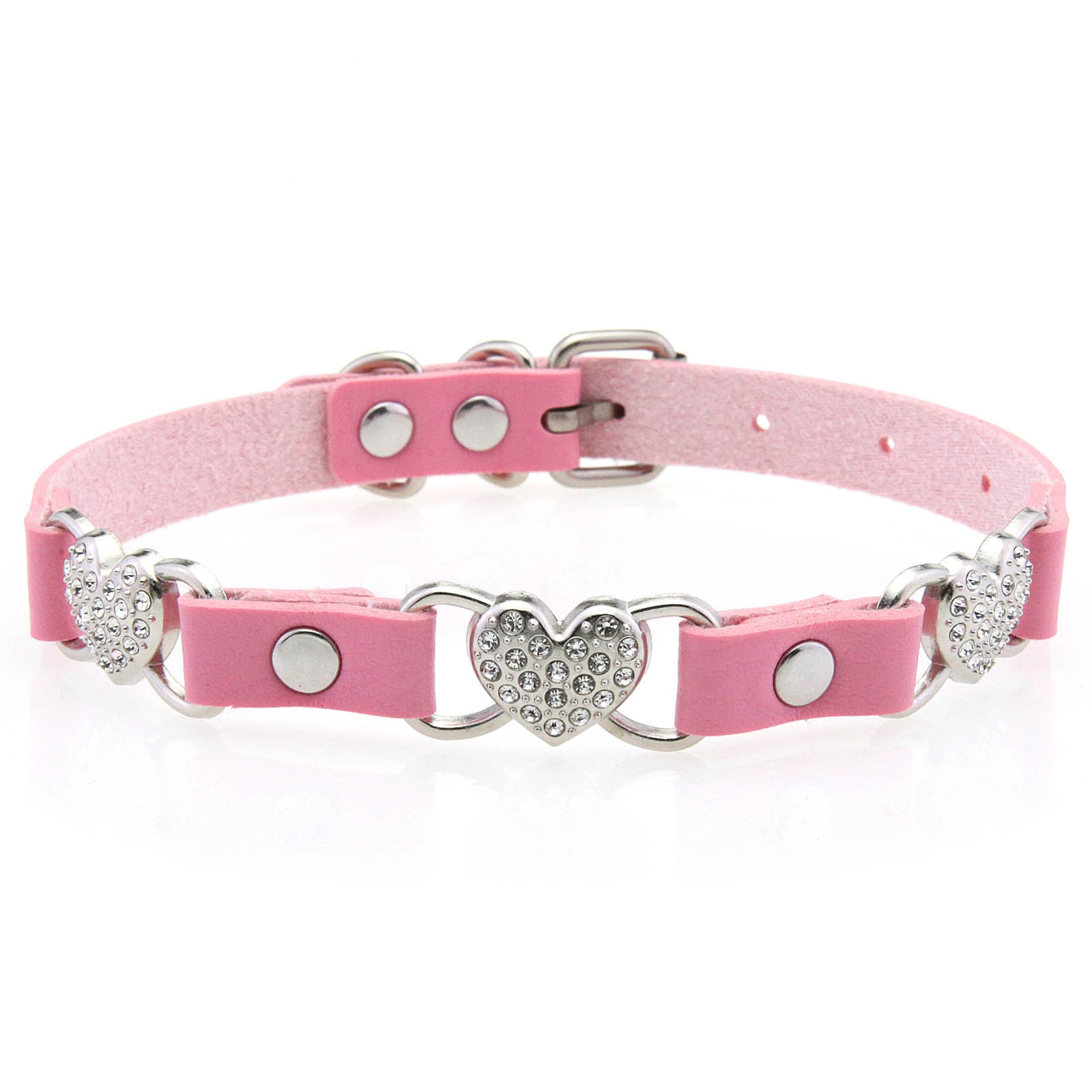 Punk Rivet Leather Choker - 粉红色