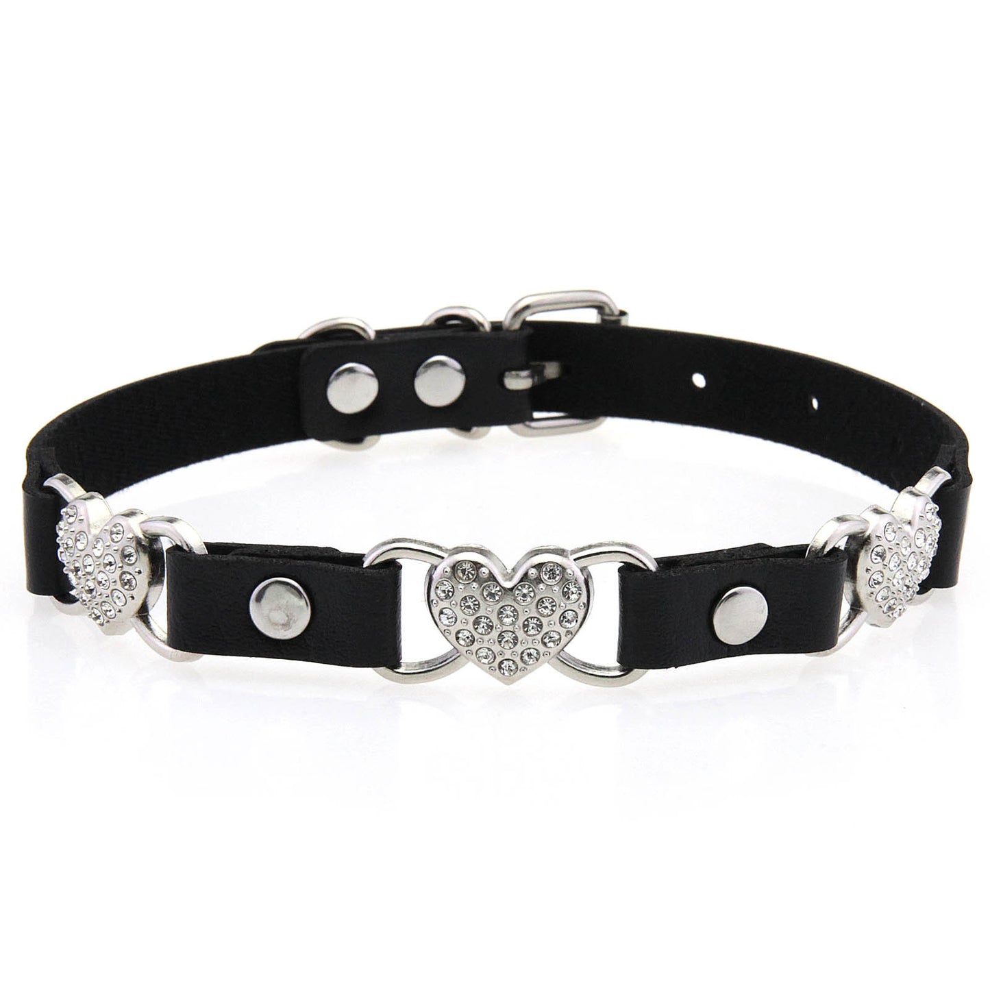 Punk Rivet Leather Choker - Black