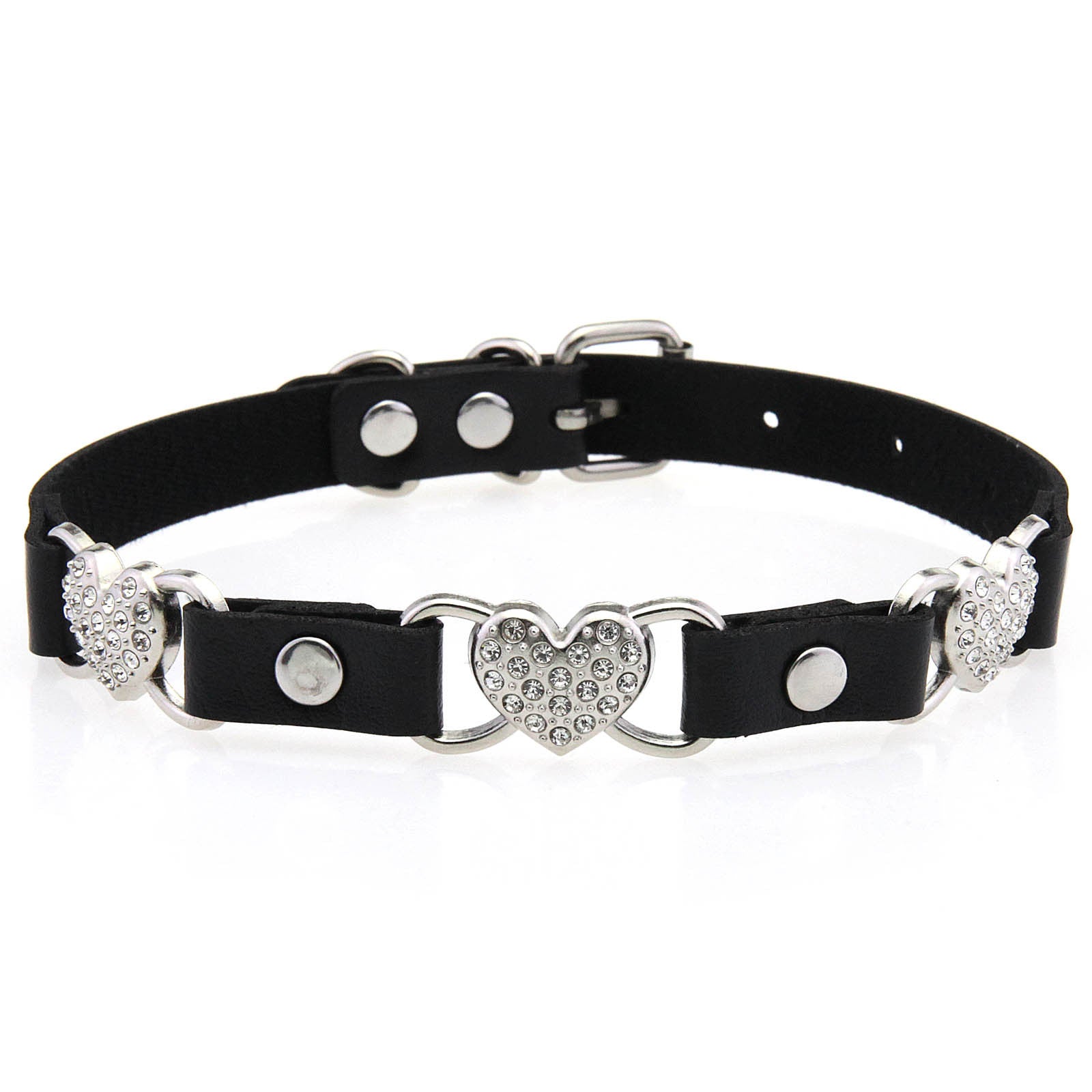 Punk Rivet Leather Choker - Black