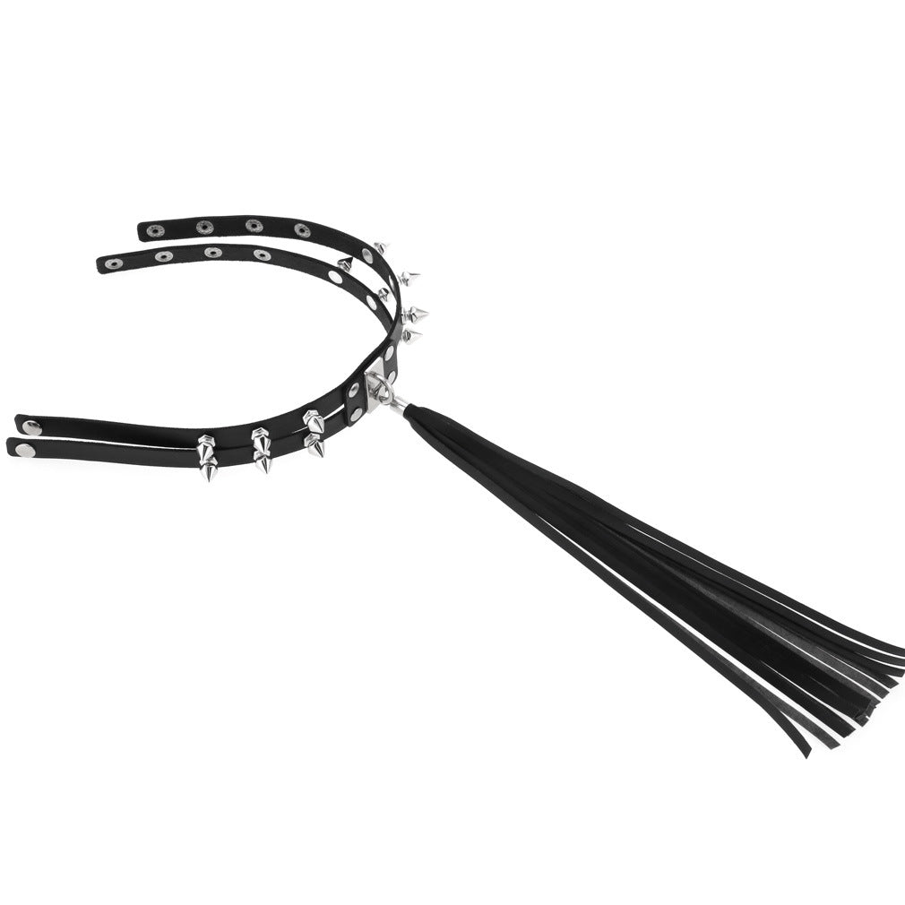 Punk Chain Link Leather Choker Necklace - Purple | Punk Lovers