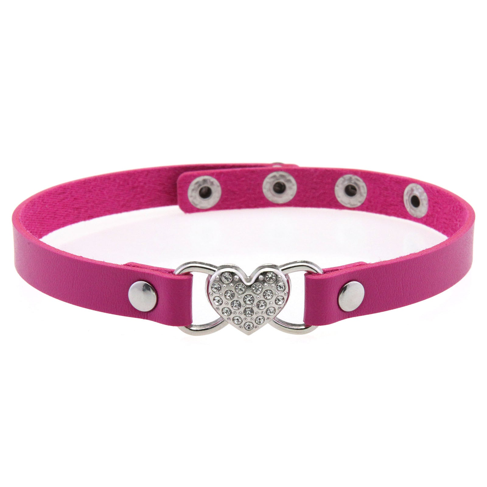 Punk Rivet Leather Choker - Rose