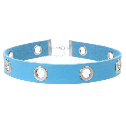 Punk Hollow Breathable Leather Choker - Light Blue - Punk Lovers