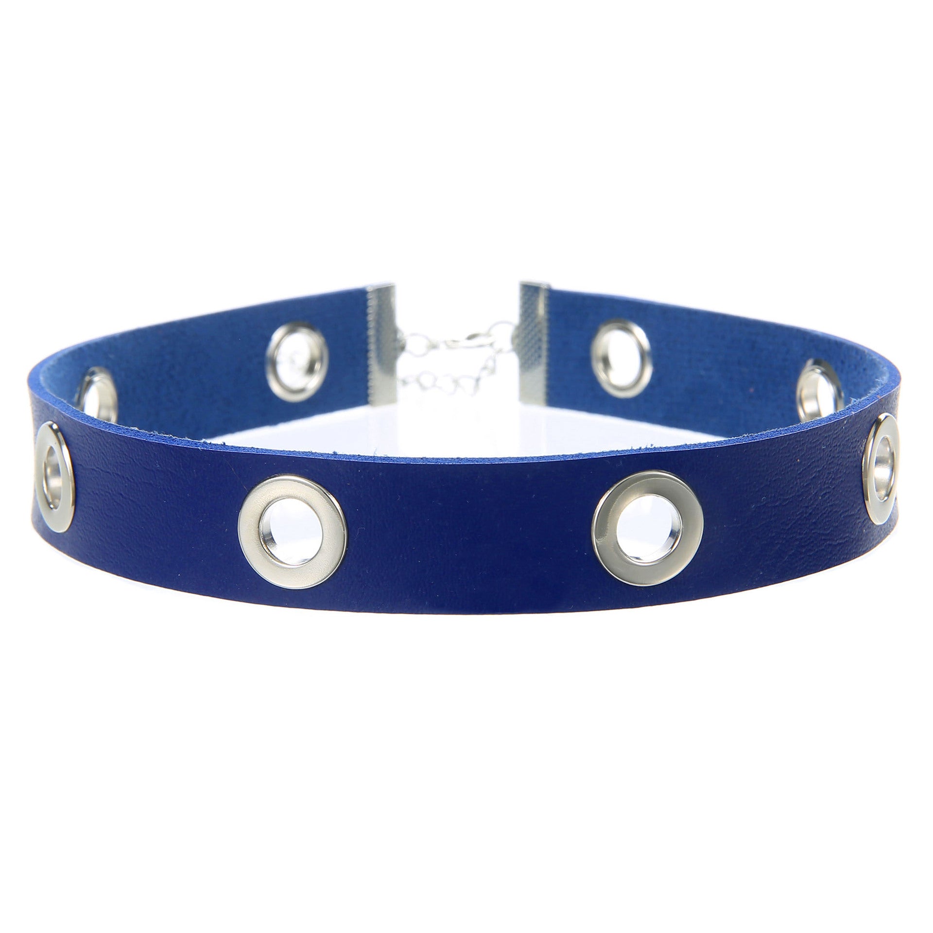 Punk Hollow Breathable Leather Choker - Sapphire - Punk Lovers