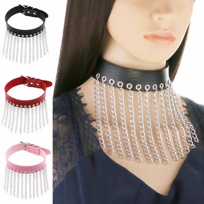 Punk Geometric Spike Ring Choker - Red | Punk Lovers