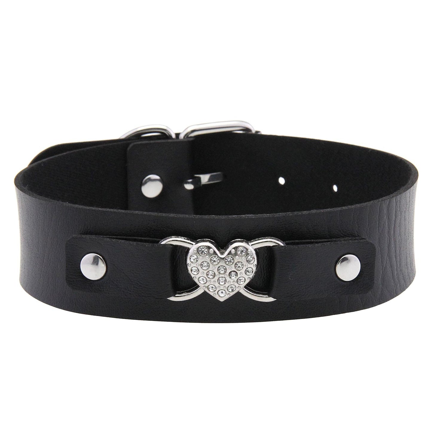 Punk Rivet Leather Choker - Black