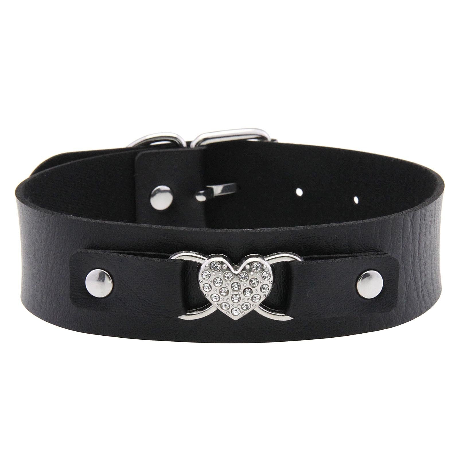 Punk Rivet Leather Choker - Black