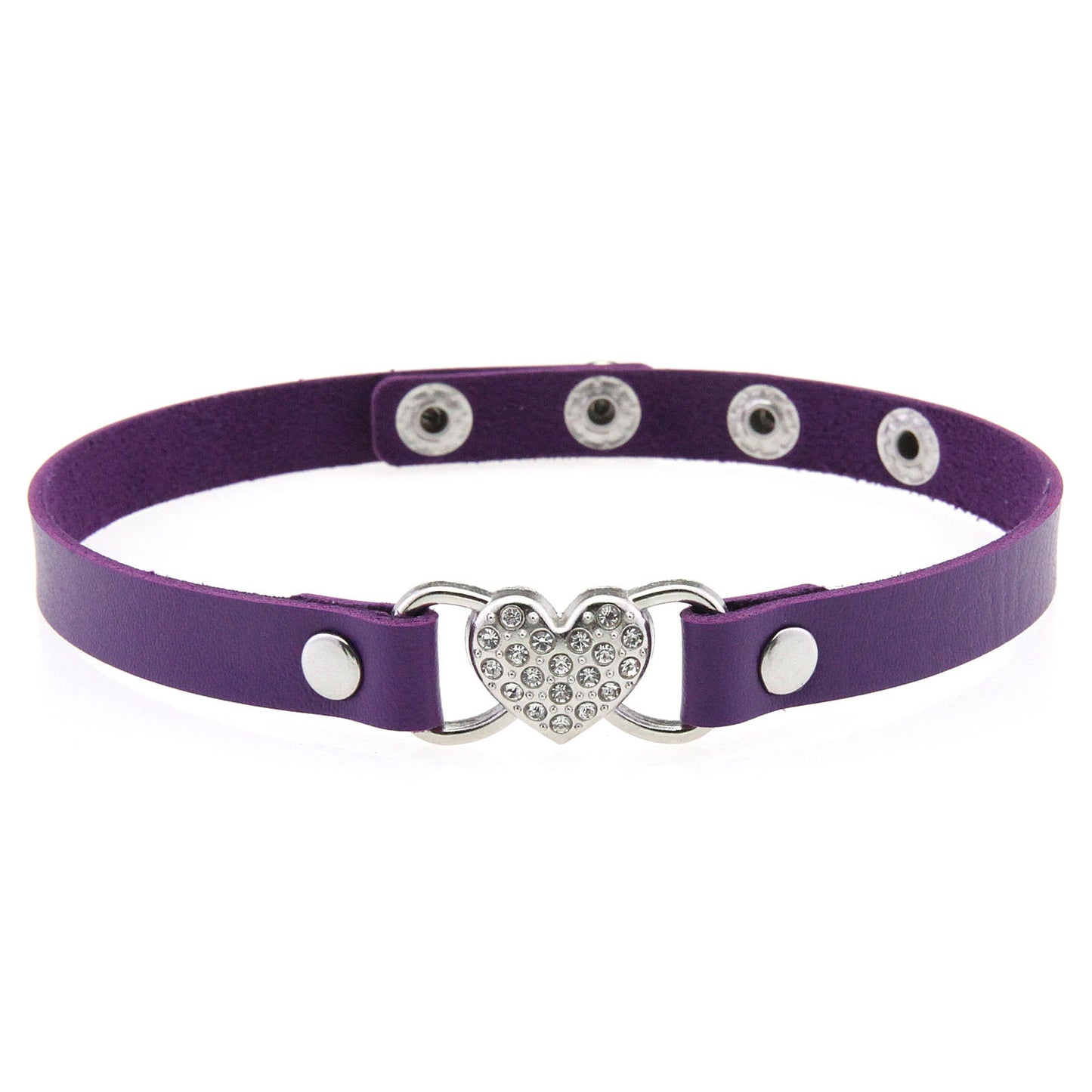 Punk Rivet Leather Choker - Purple