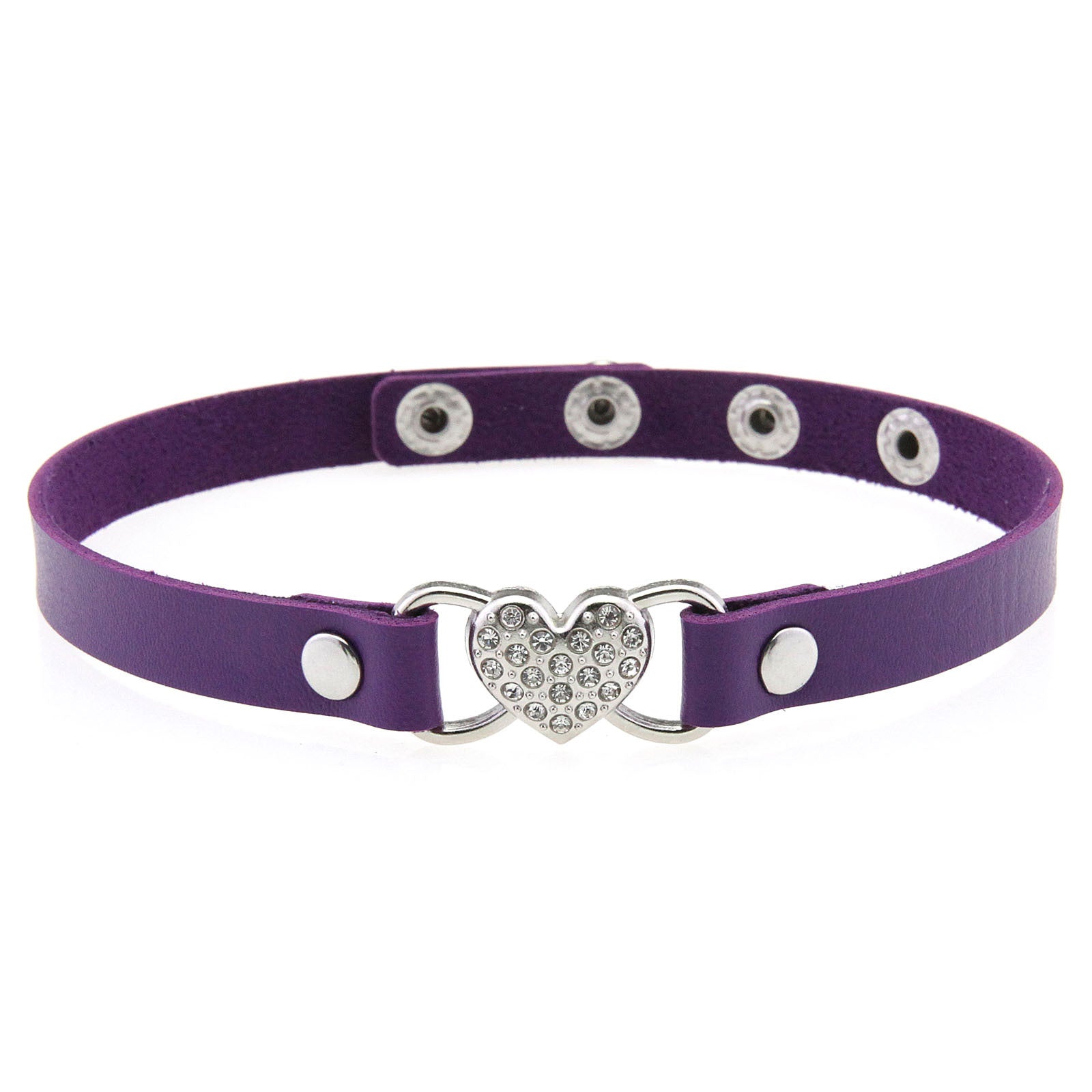 Punk Rivet Leather Choker - Purple