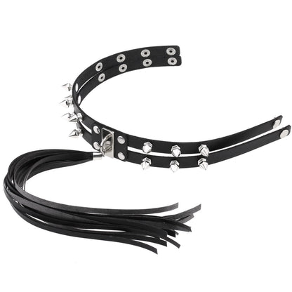 Punk Chain Link Leather Choker Necklace - Red | Punk Lovers