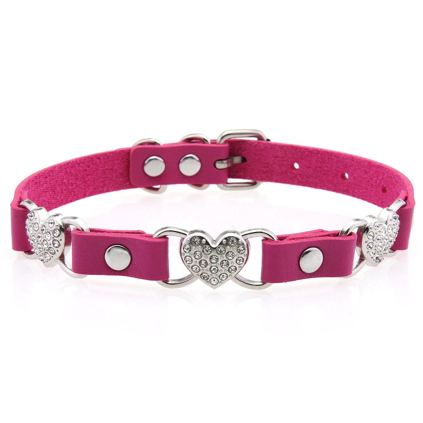 Punk Rivet Leather Choker - Rose