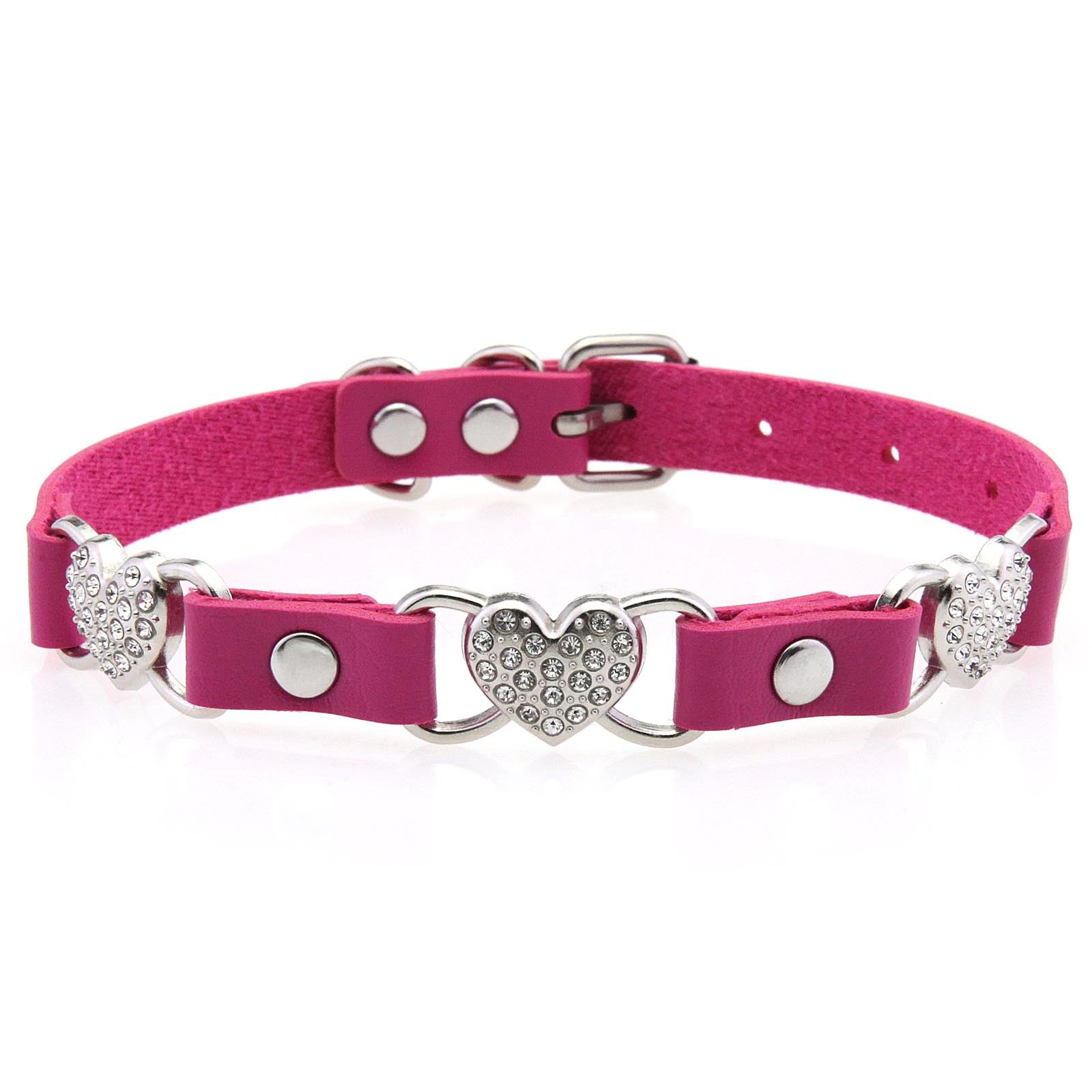 Punk Rivet Leather Choker - Rose