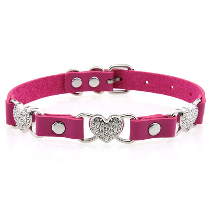 Punk Rivet Leather Choker - Rose