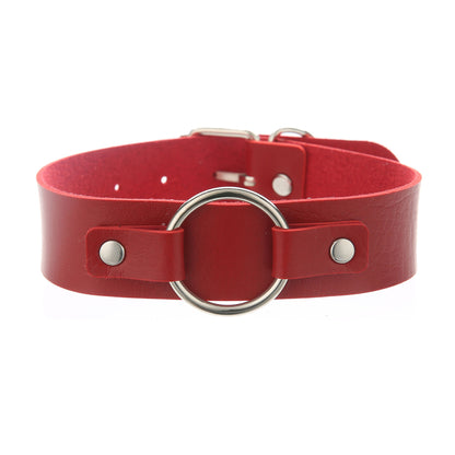 Punk Lovers Punk Leather Choker Necklace in Red