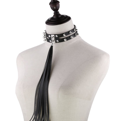 Punk Chain Link Leather Choker Necklace - Yellow | Punk Lovers