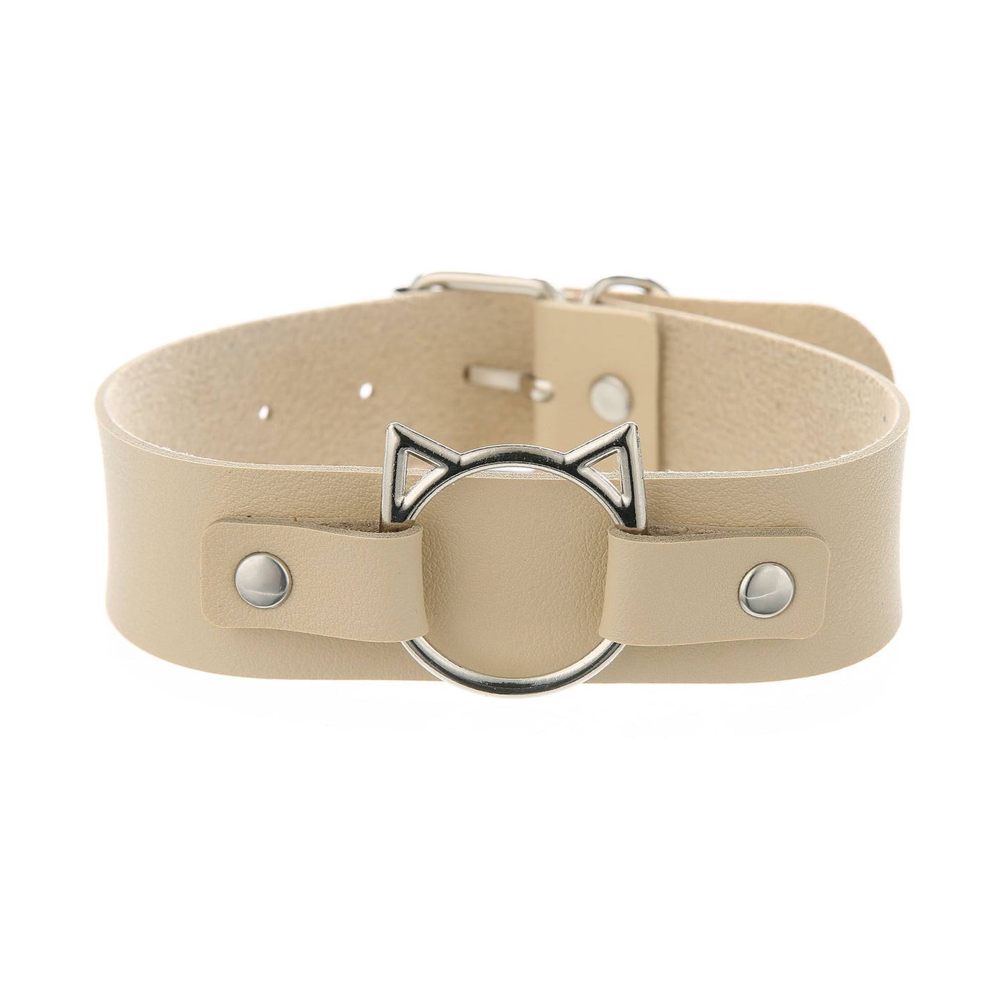 Punk Lovers Punk Leather Cat Choker in Skin Tone