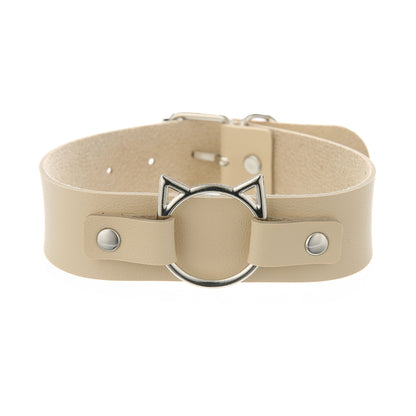 Punk Lovers Punk Leather Cat Choker in Skin Tone
