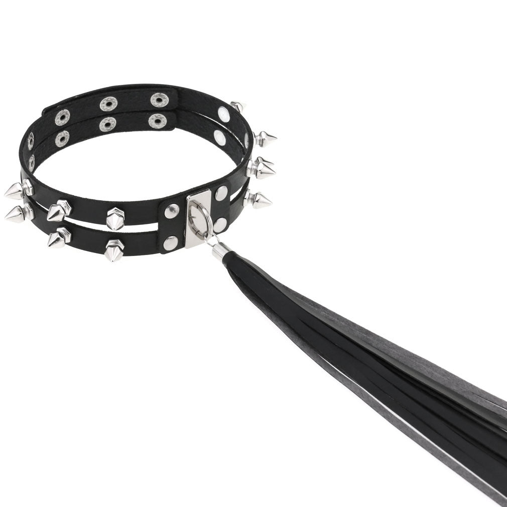 Punk Chain Link Leather Choker Necklace - Green | Punk Lovers
