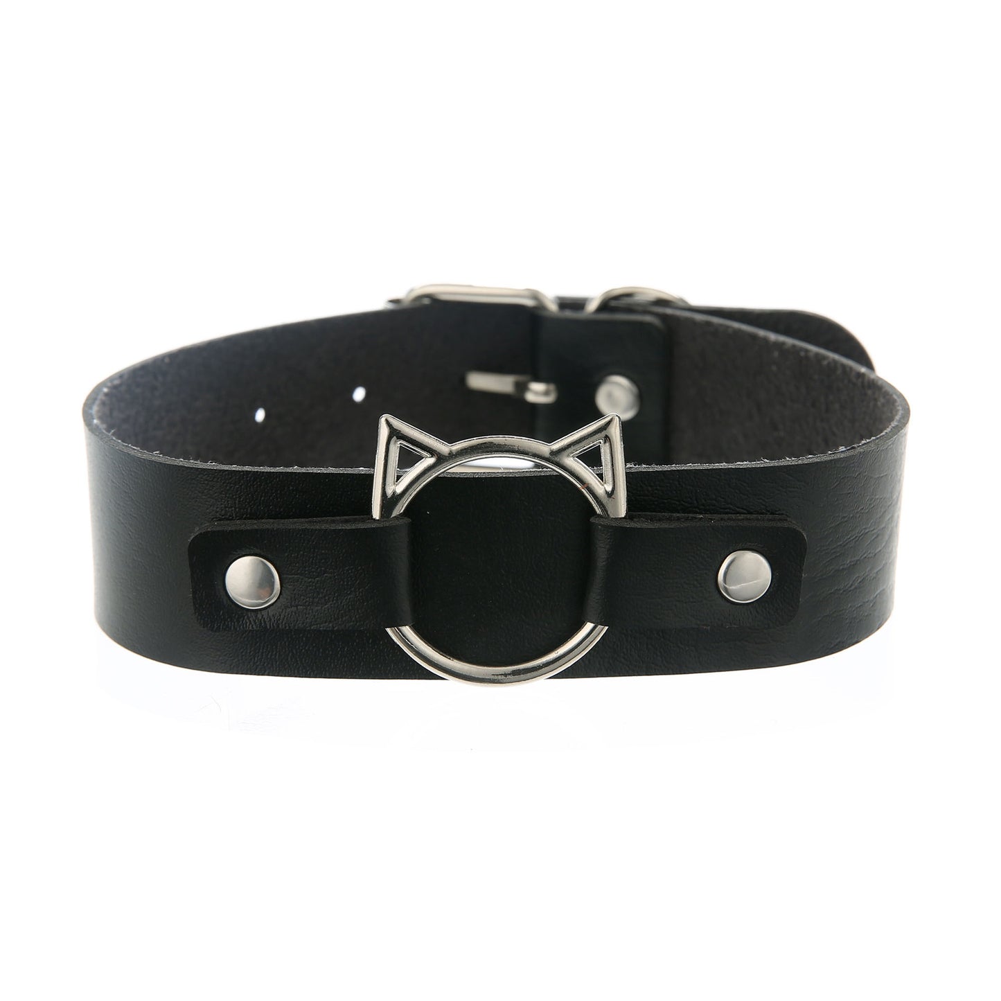 Punk Lovers Punk Leather Cat Choker in Black