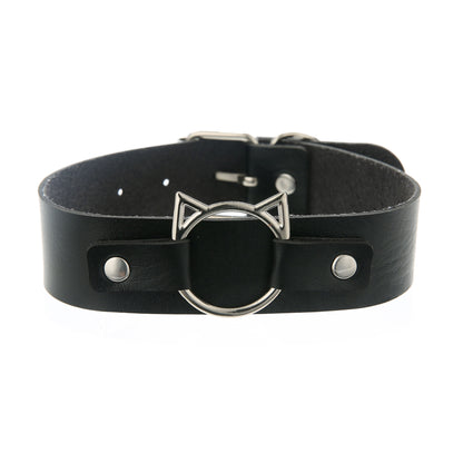Punk Lovers Punk Leather Cat Choker in Black