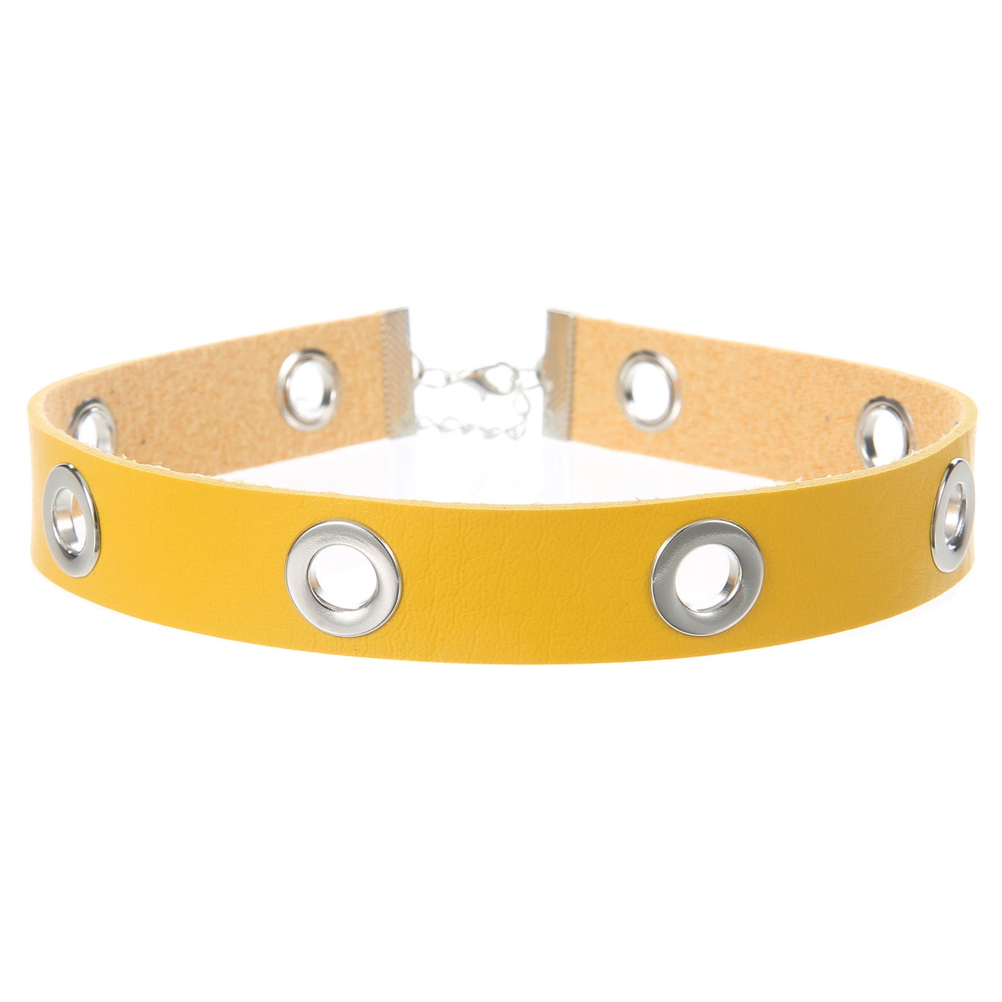 Punk Hollow Breathable Leather Choker - Yellow - Punk Lovers