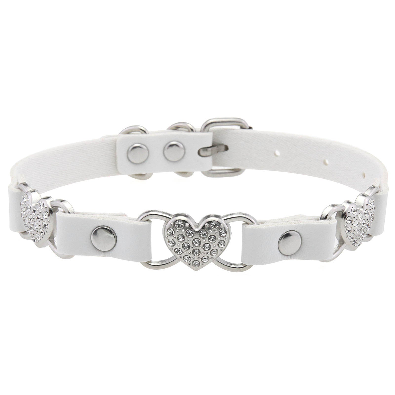 Punk Rivet Leather Choker - White