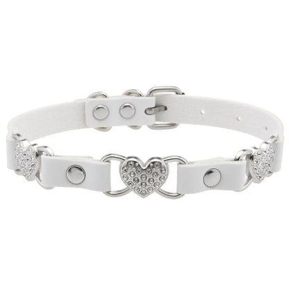 Punk Rivet Leather Choker - White