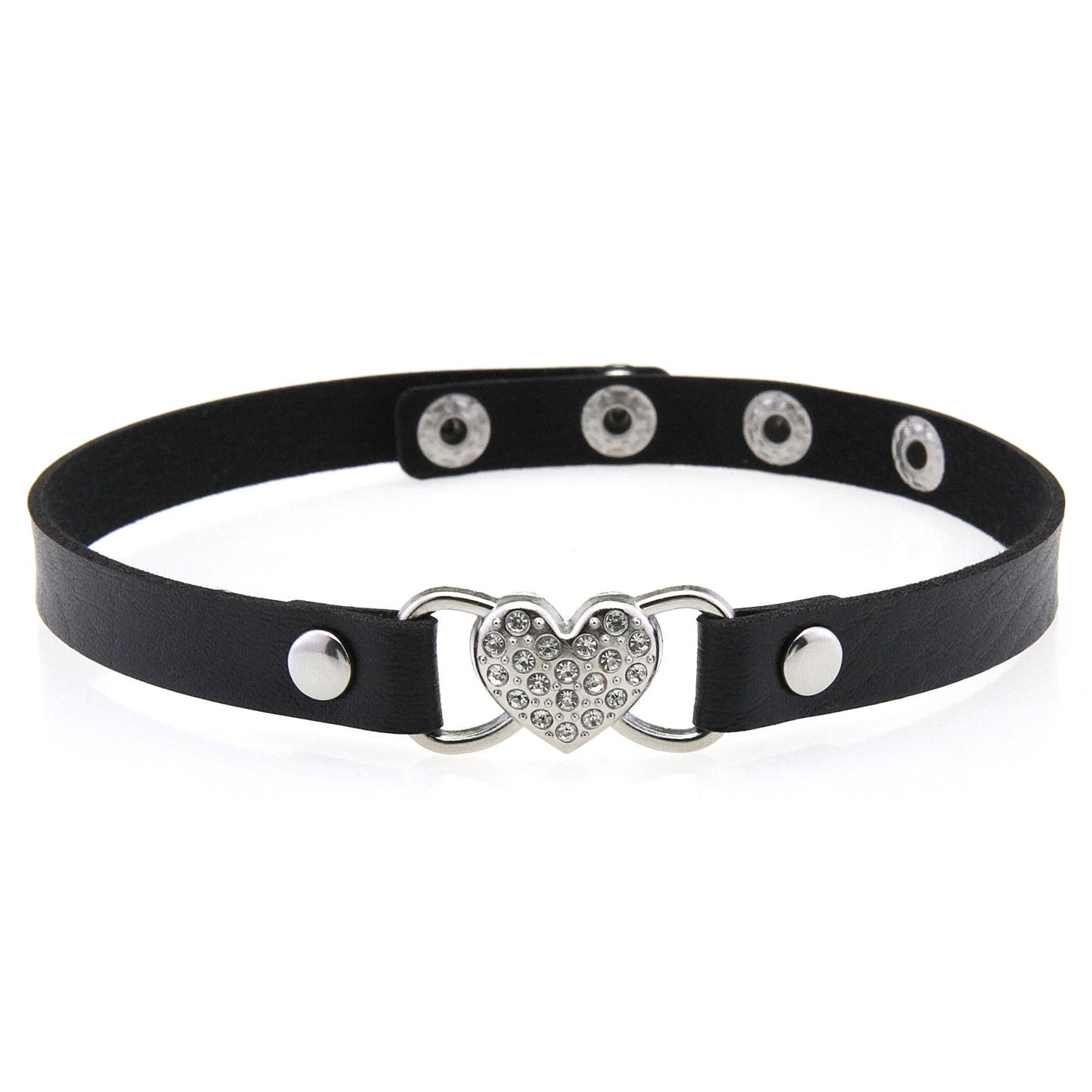 Punk Rivet Leather Choker - Black